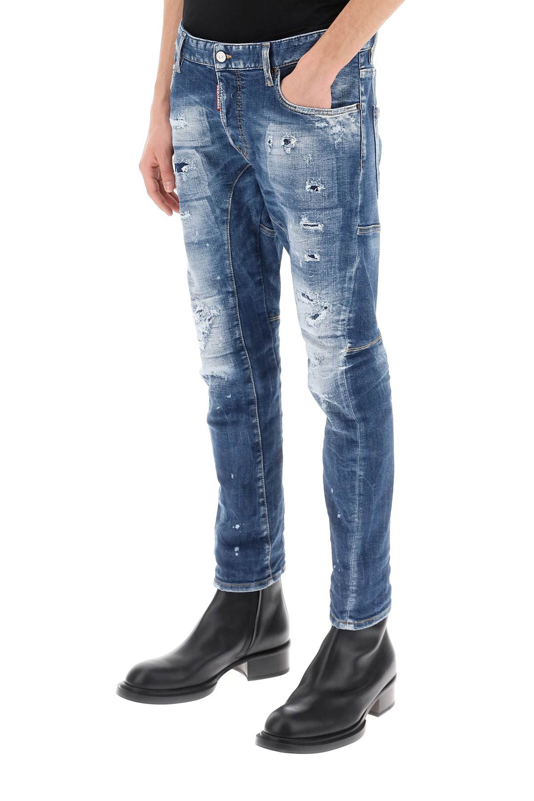 Medium Mended Rips Wash Tidy Biker Jeans - Dsquared2 - Men