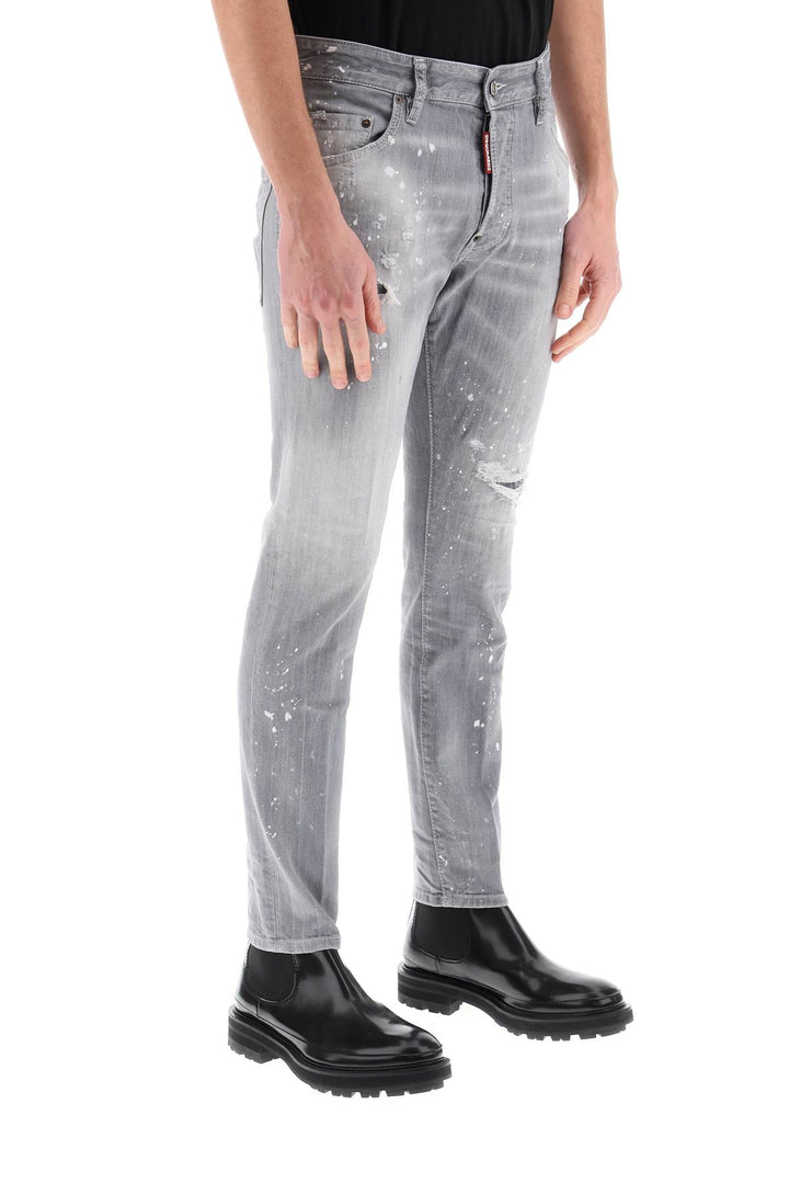 Skater Jeans In Grey Spotted Wash - Dsquared2 - Men