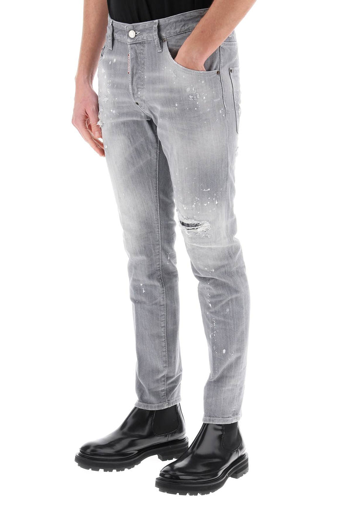 Skater Jeans In Grey Spotted Wash - Dsquared2 - Men