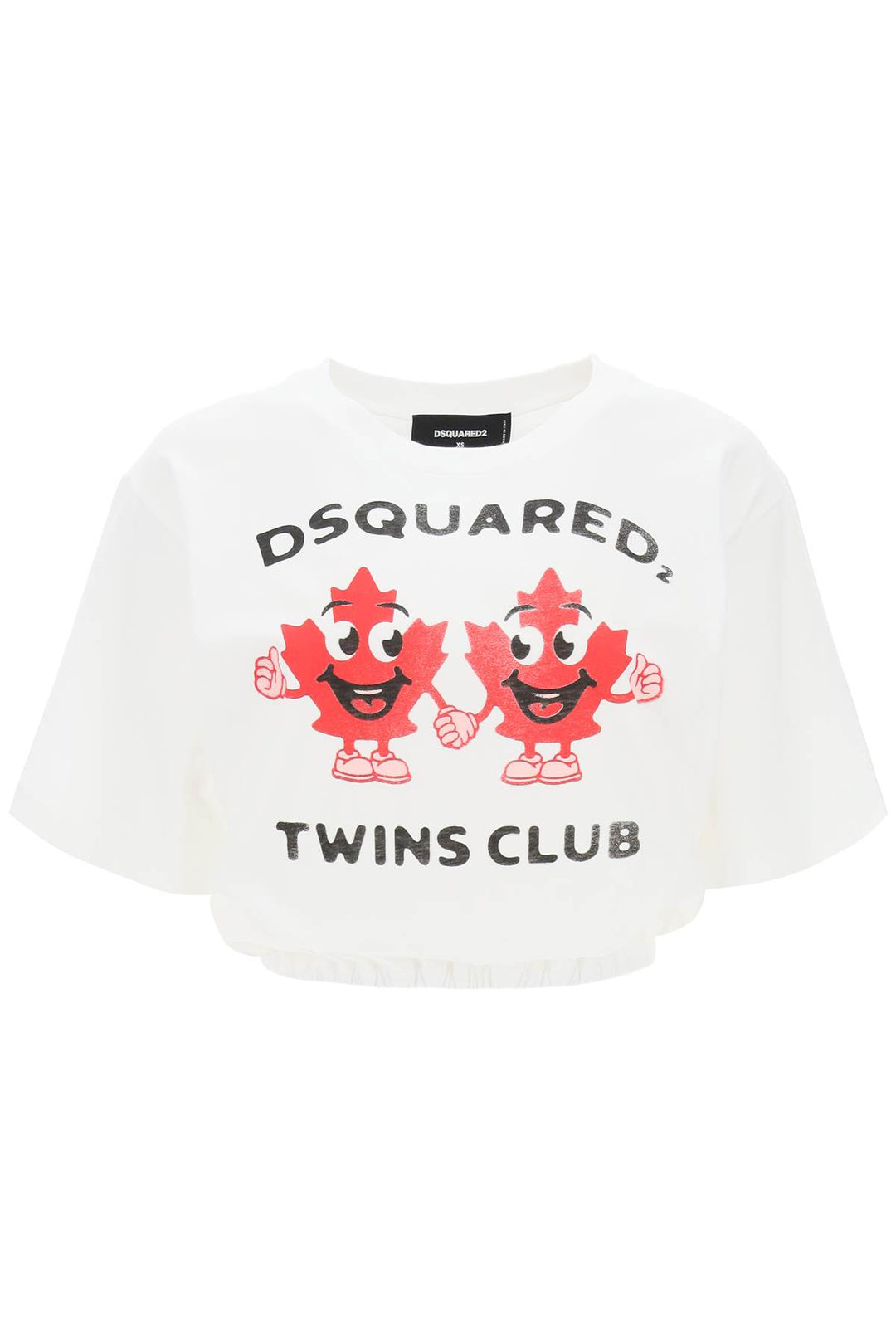 Cropped T Shirt With Twins Club Print - Dsquared2 - Women