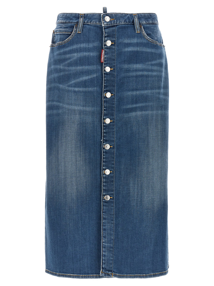 Denim Long Skirt Skirts Blue