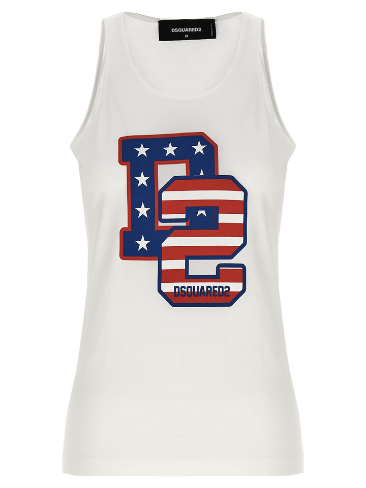 Logo Print Tank Top Tops White