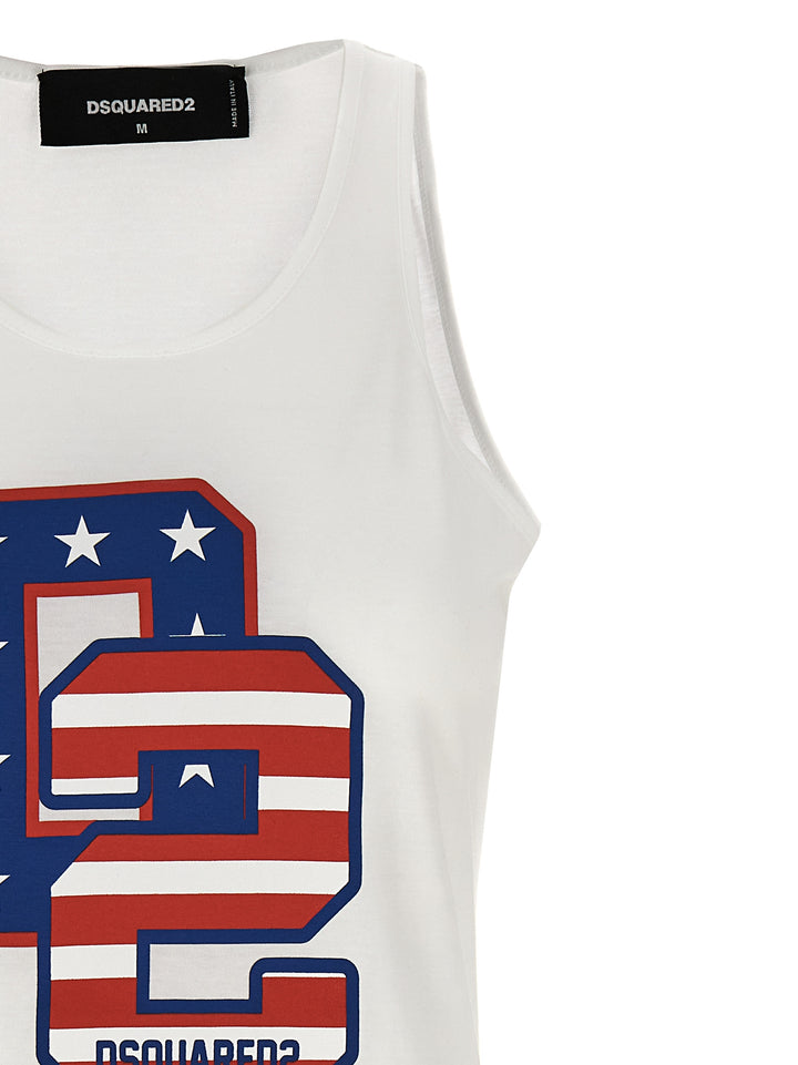 Logo Print Tank Top Tops White