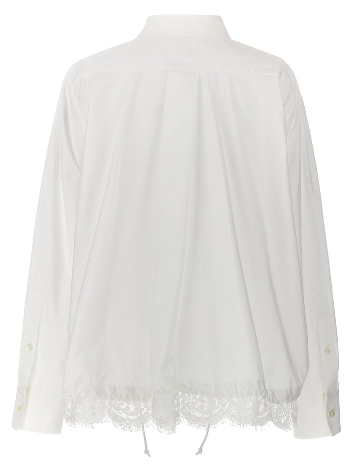 Lace Insert Shirt Shirt, Blouse White