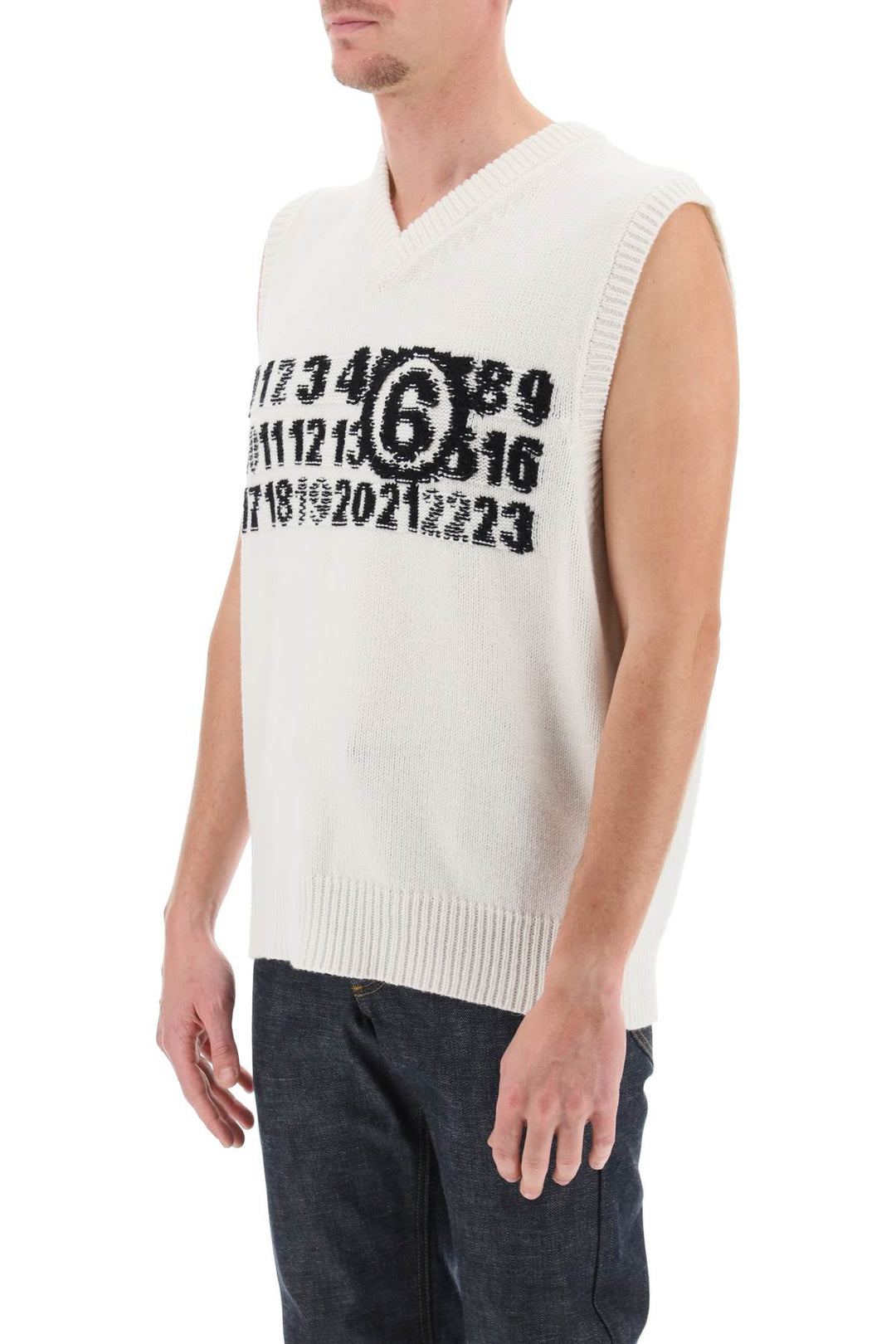 Vest With Jacquard Numeric Logo - MM6 Maison Margiela - Men