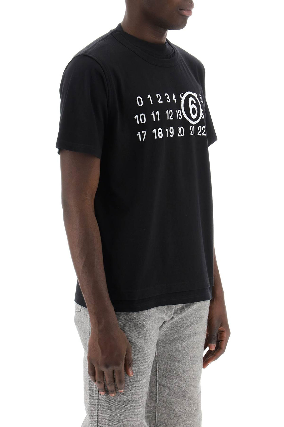 T Shirt Effetto Stratificato Con Stampa Numeric Signature - MM6 Maison Margiela - Men