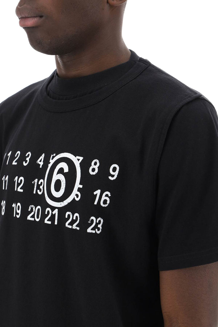 T Shirt Effetto Stratificato Con Stampa Numeric Signature - MM6 Maison Margiela - Men