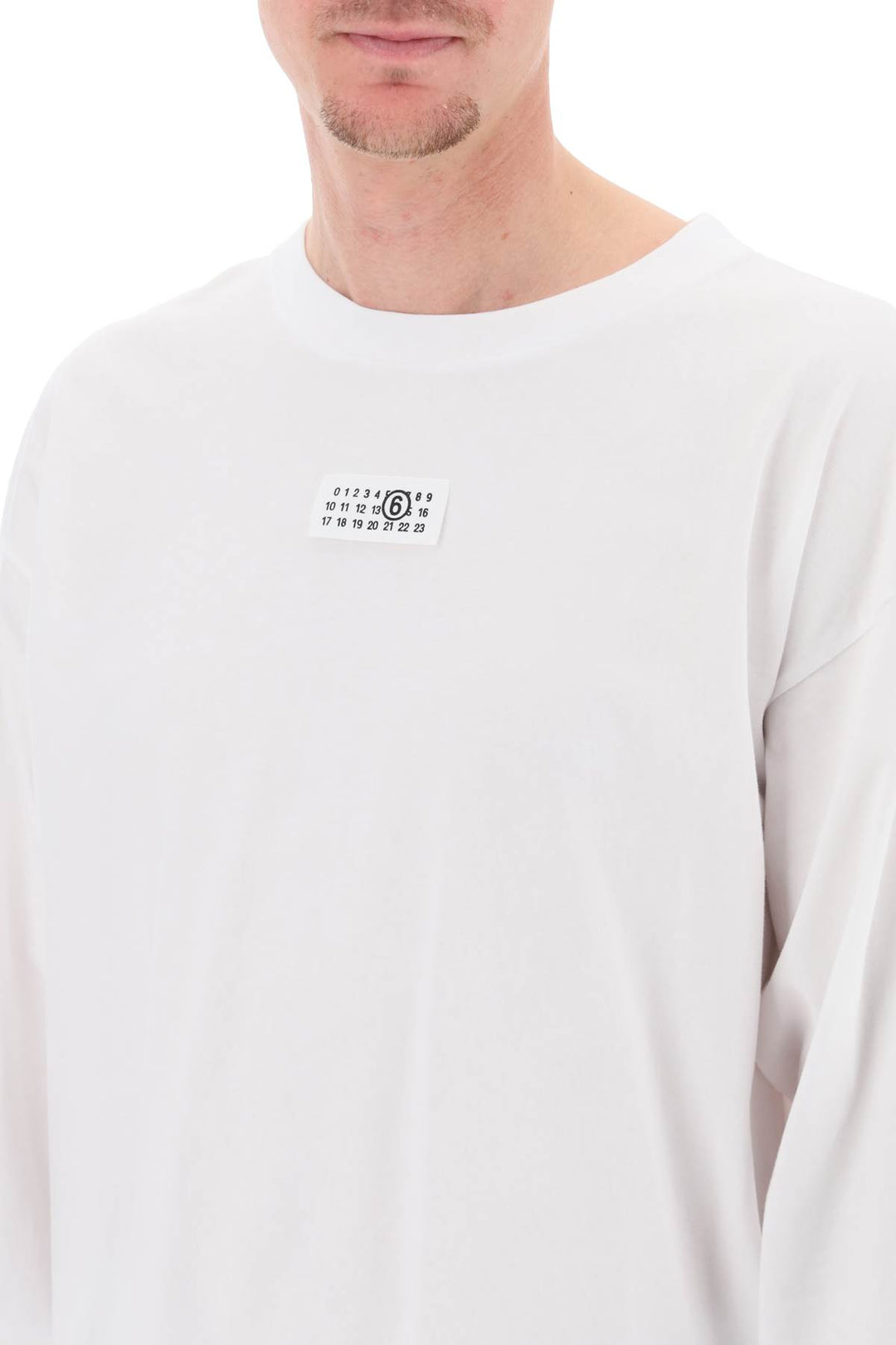 Long Sleeved T Shirt With Logo Label - MM6 Maison Margiela - Men