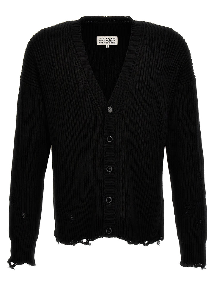 Used Effect Cardigan Sweater, Cardigans Black