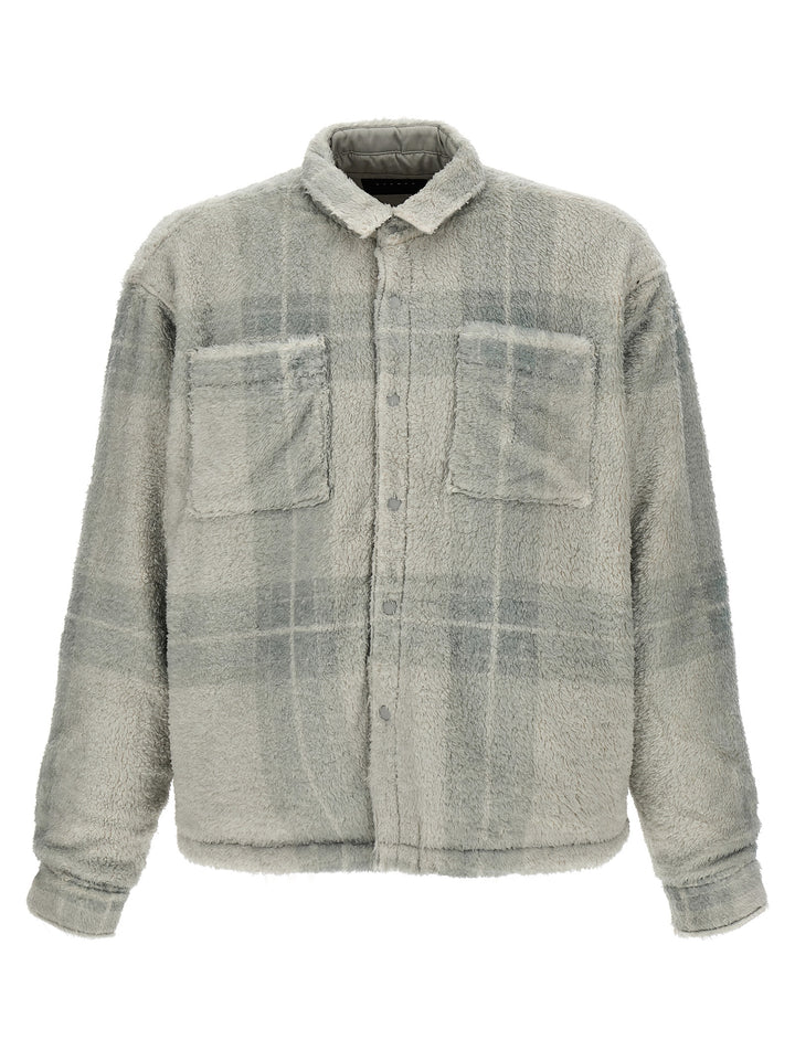 Plaid Cropped Sherpa Buttondown Casual Jackets, Parka Green