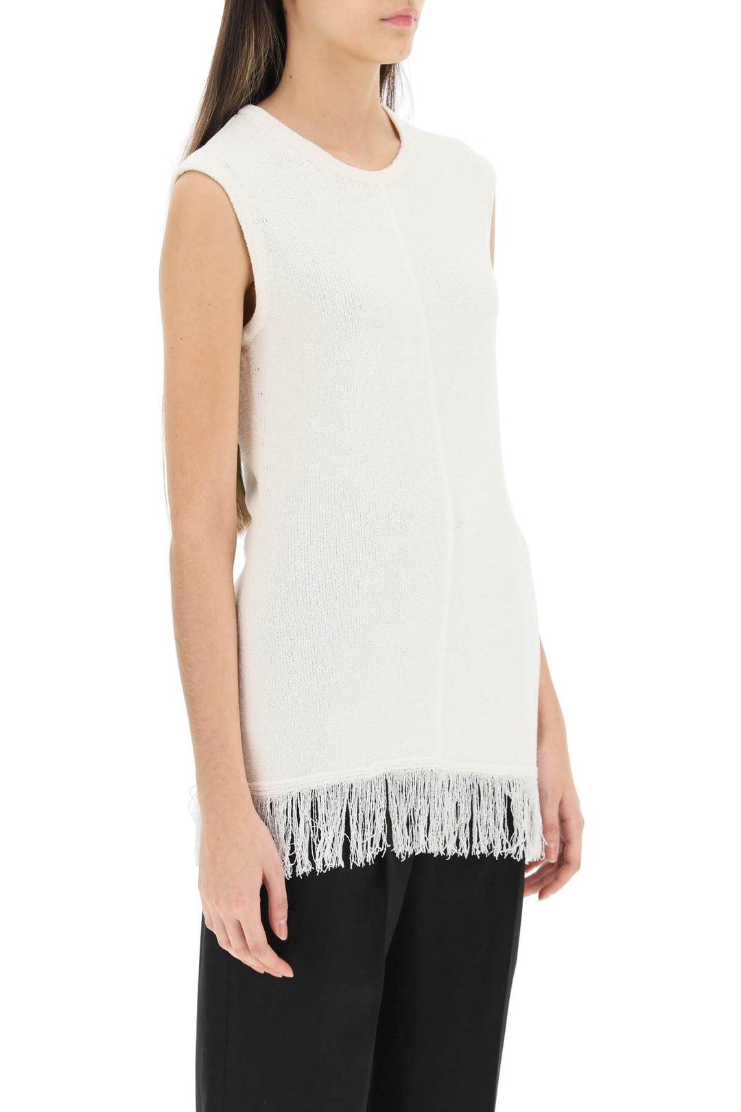 Fringed Bouclé Knit Top - Loulou Studio - Women