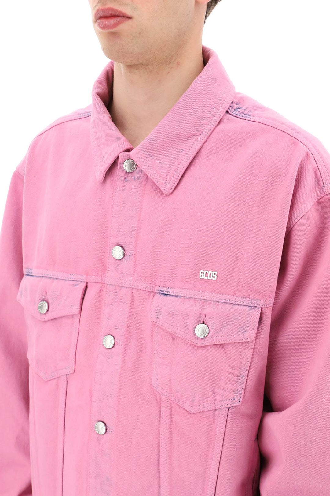 Oversized Overdyed Bleached Denim Jacket - GCDS - Men