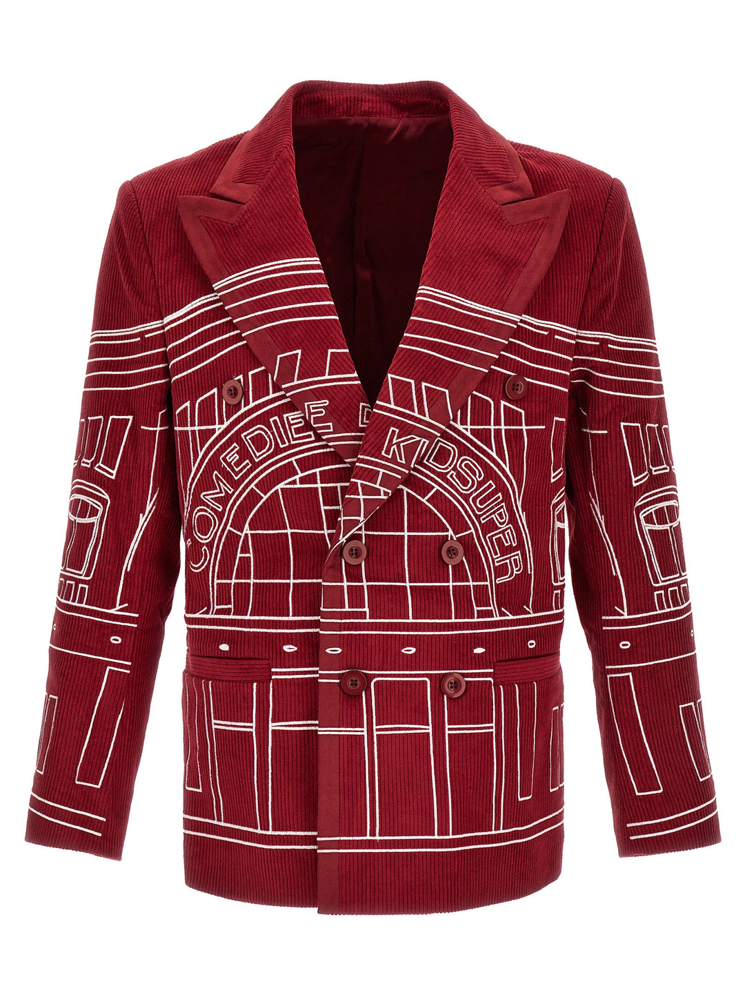 Corduroy Blazer Jackets Red