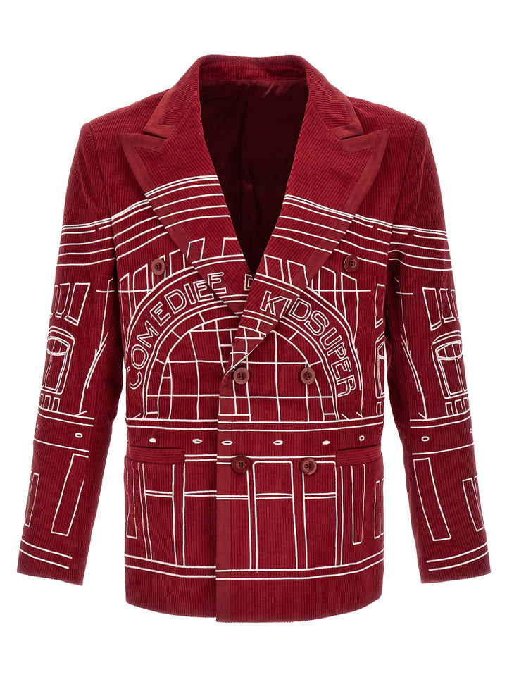 Corduroy Blazer Jackets Red