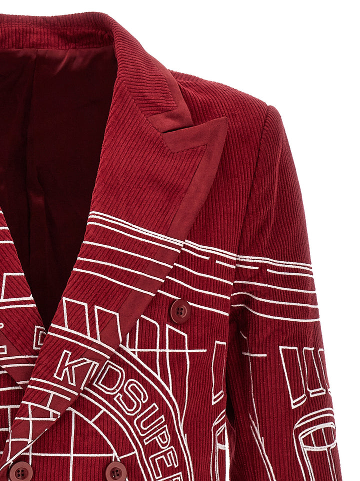 Corduroy Blazer Jackets Red