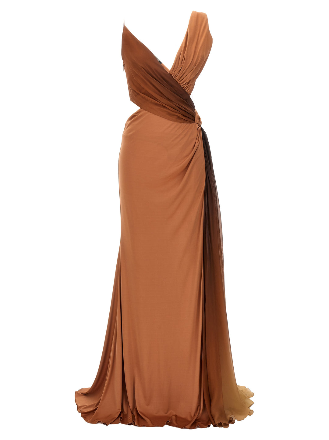 Draped Long Dress Dresses Brown