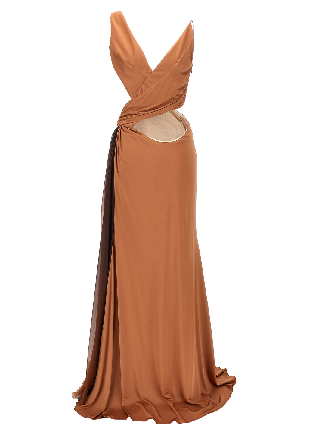 Draped Long Dress Dresses Brown