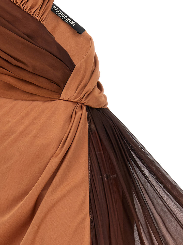 Draped Long Dress Dresses Brown