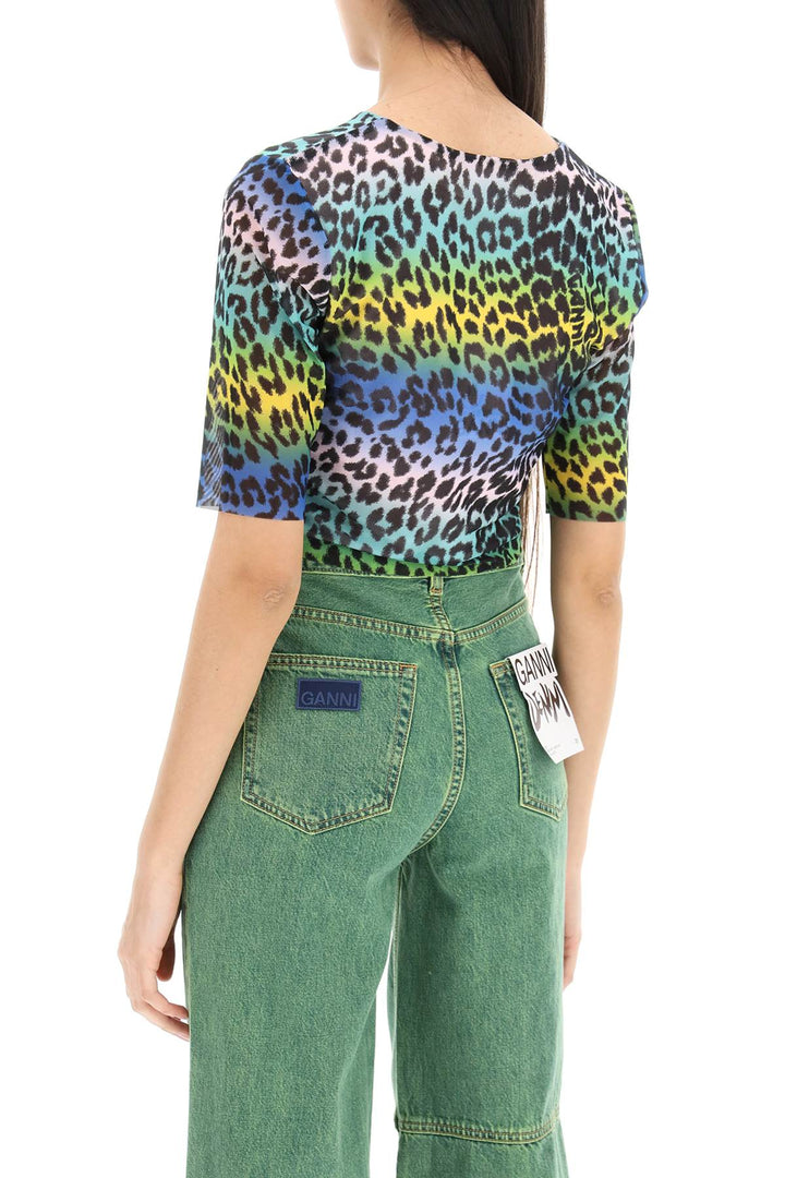 Multicolor Leopard Print Crop Top - Ganni - Women