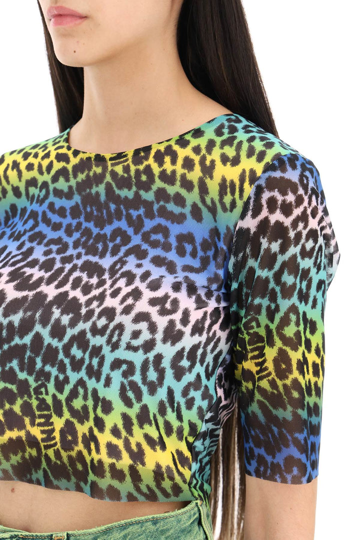 Multicolor Leopard Print Crop Top - Ganni - Women