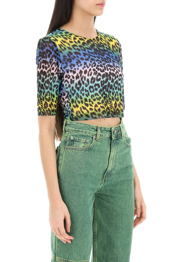 Multicolor Leopard Print Crop Top - Ganni - Women