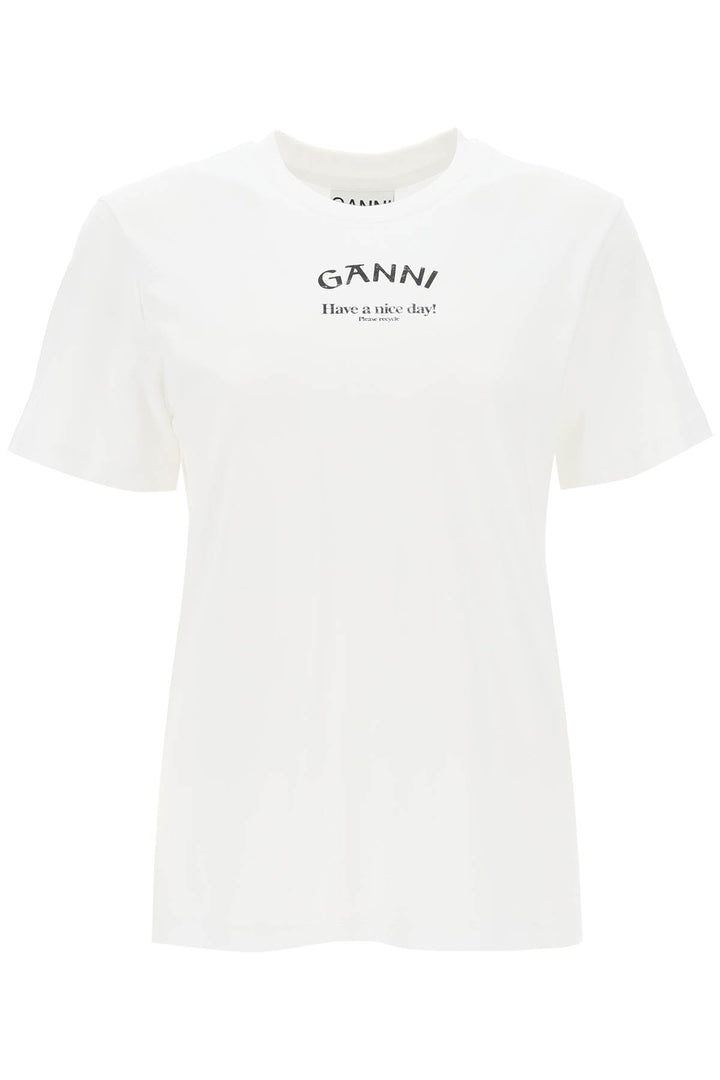 T Shirt With Logo Print - Ganni - Women