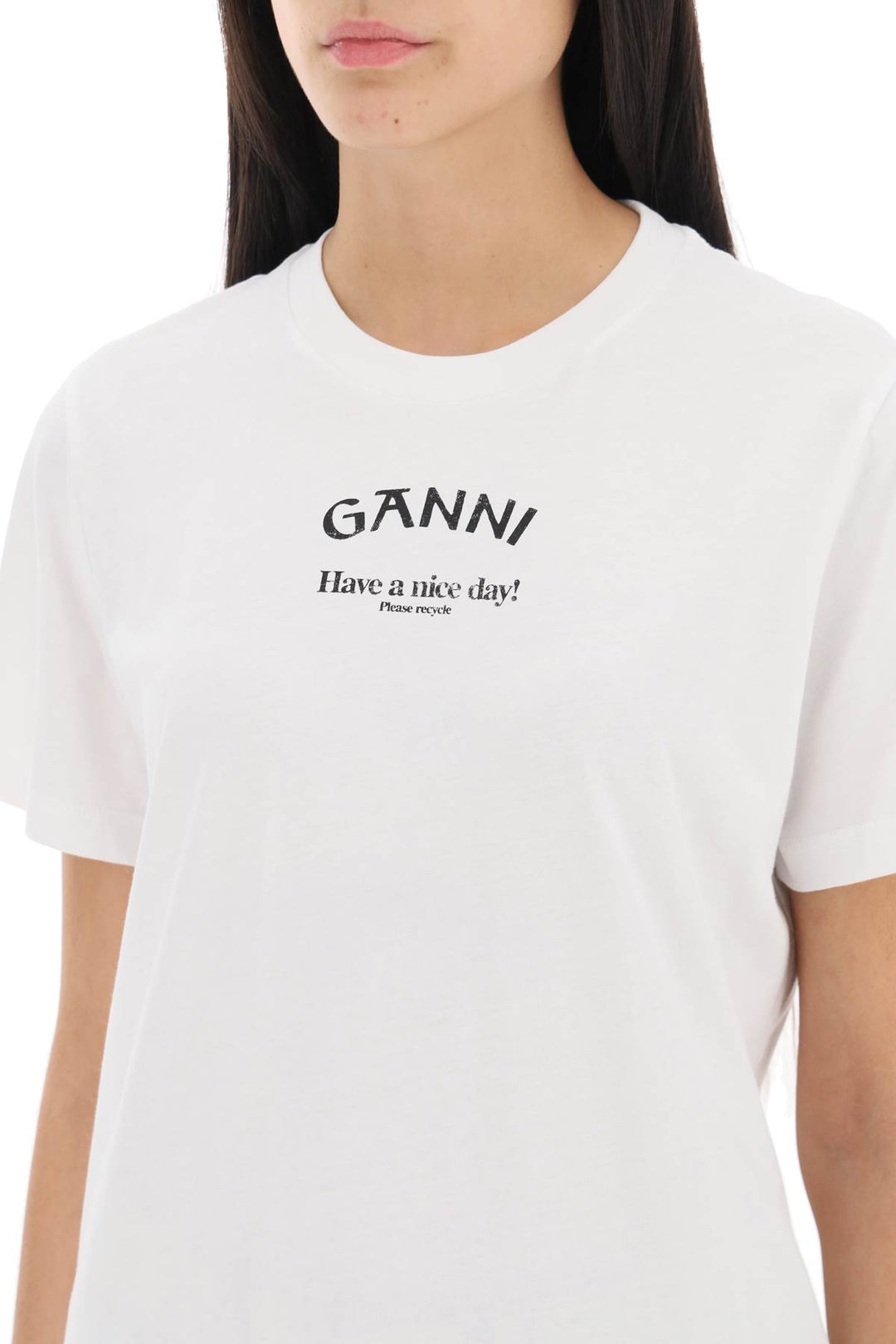 T Shirt With Logo Print - Ganni - Women