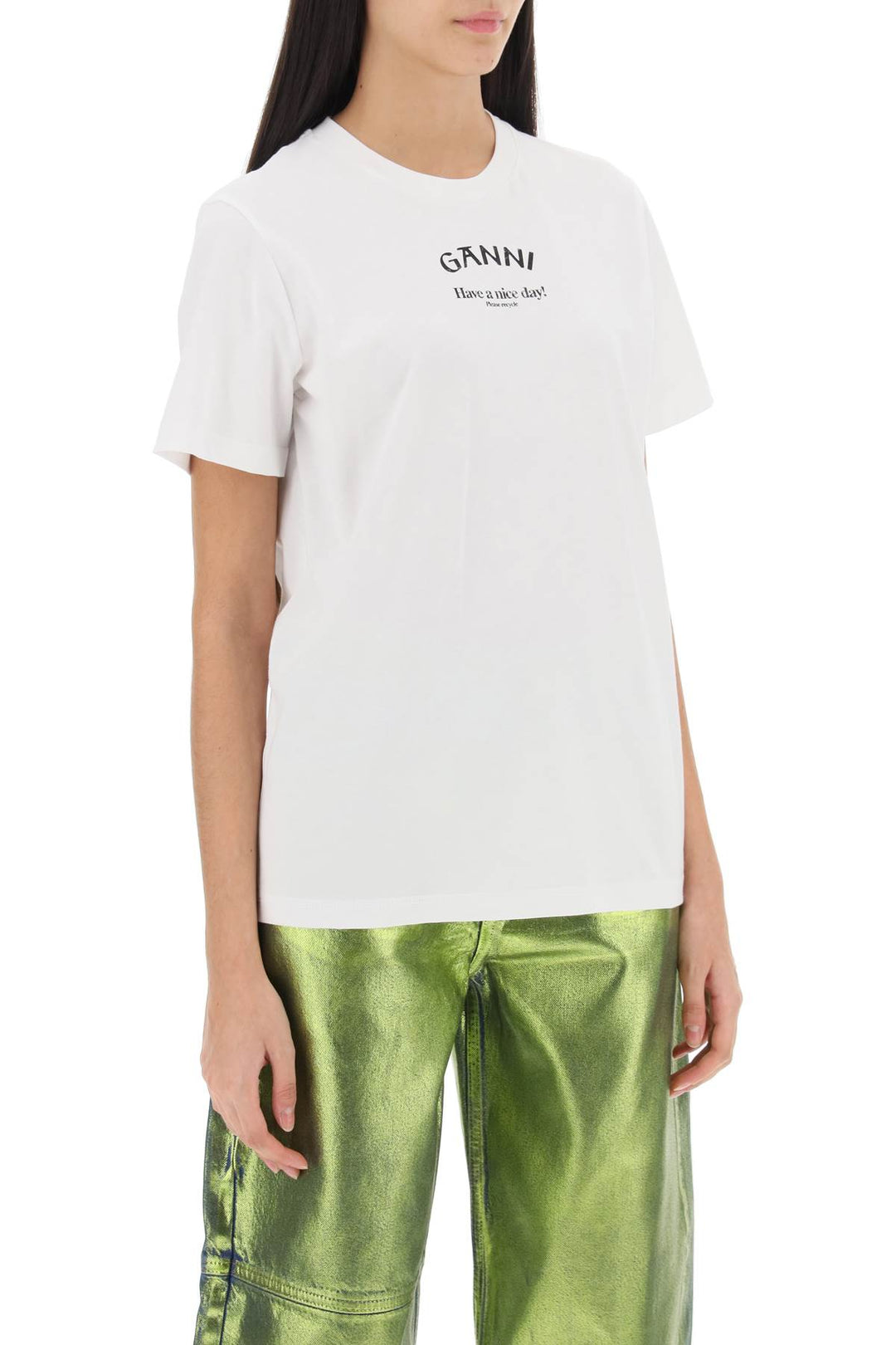 T Shirt With Logo Print - Ganni - Women