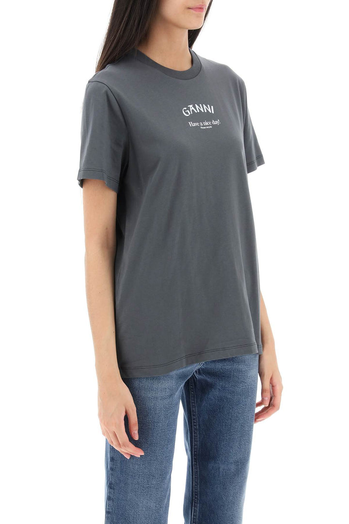 T Shirt With Logo Print - Ganni - Women