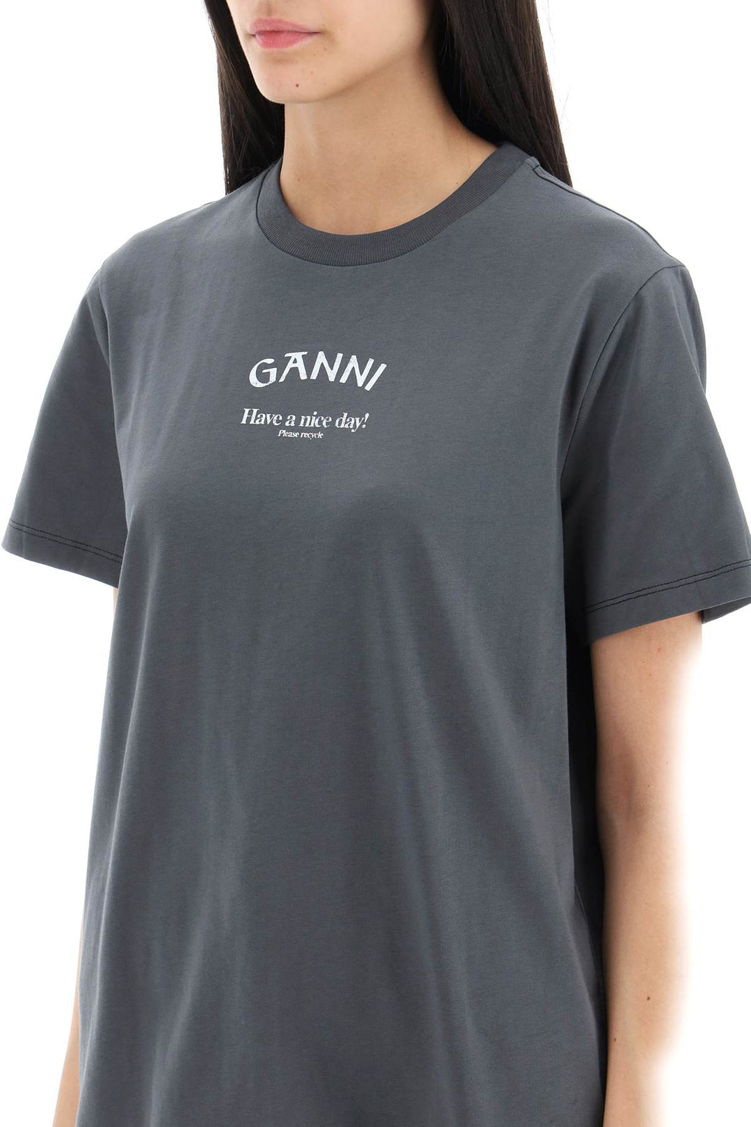 T Shirt With Logo Print - Ganni - Women