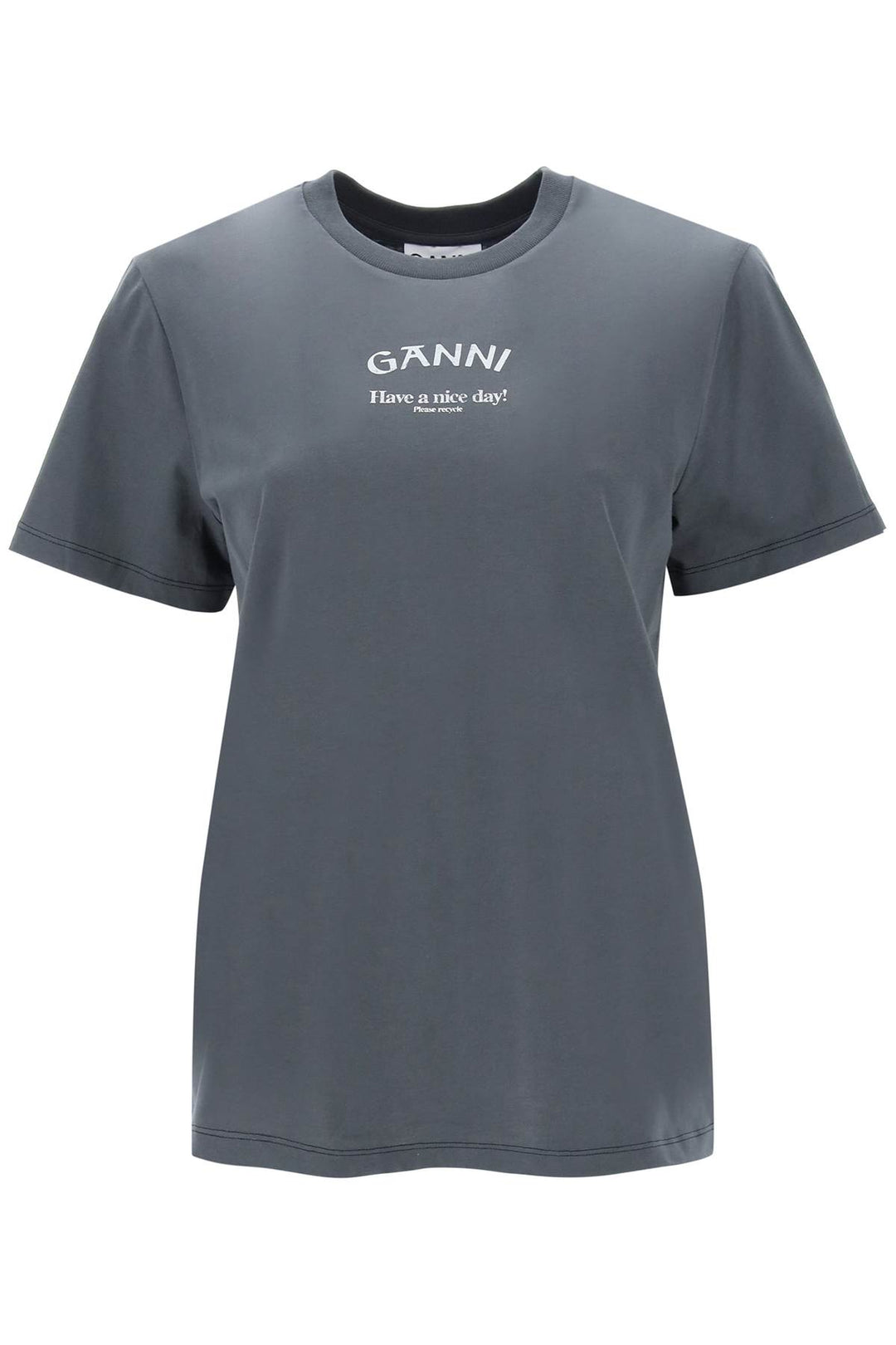 T Shirt With Logo Print - Ganni - Women