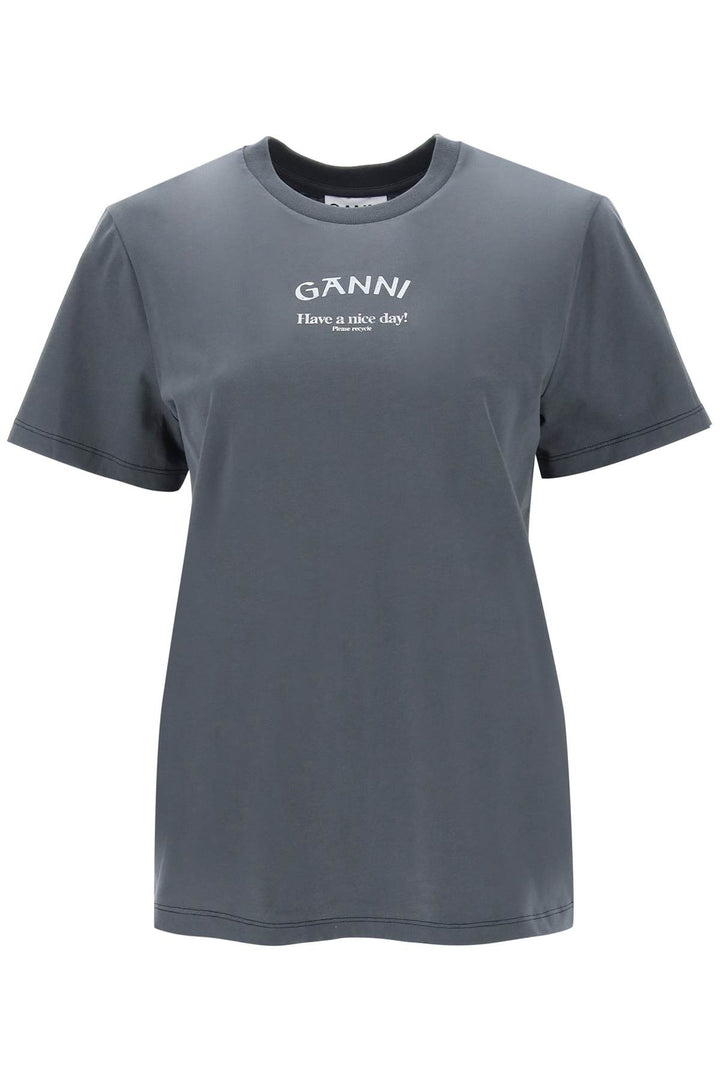 T Shirt With Logo Print - Ganni - Women