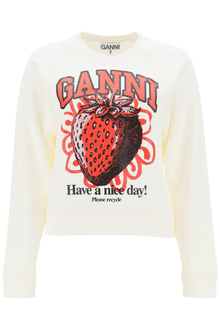 Crew Neck Sweatshirt With Graphic Print - Ganni - Women