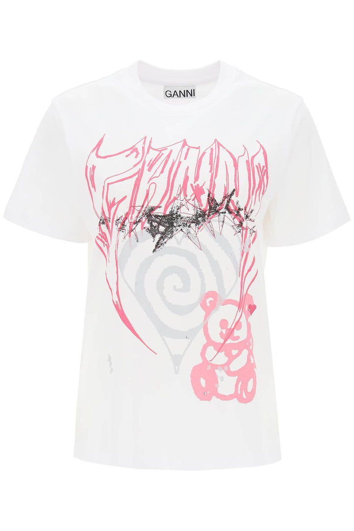 T Shirt With Abstract Print - Ganni - Women