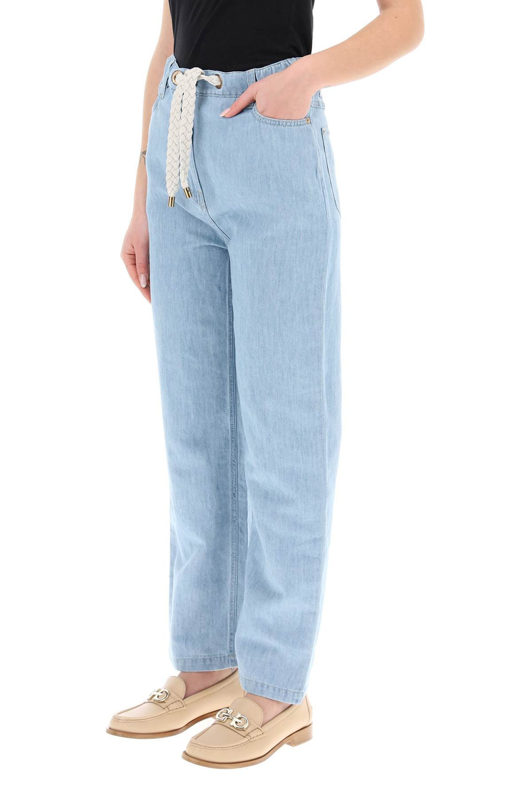 Drawstring Jeans In Light Denim - Agnona - Women