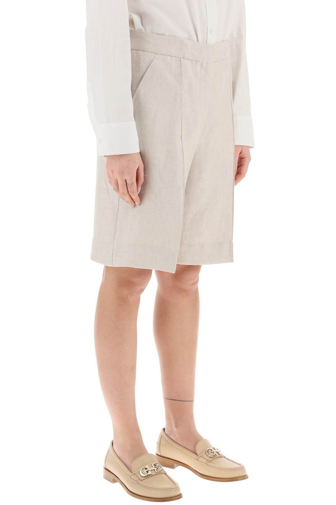 Linen Twill Shorts - Agnona - Women