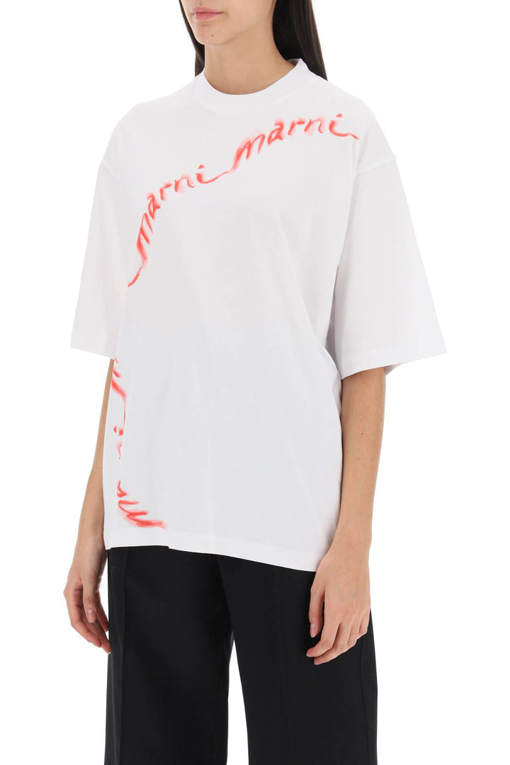 Wavy Logo Oversized T Shirt - Marni - Women