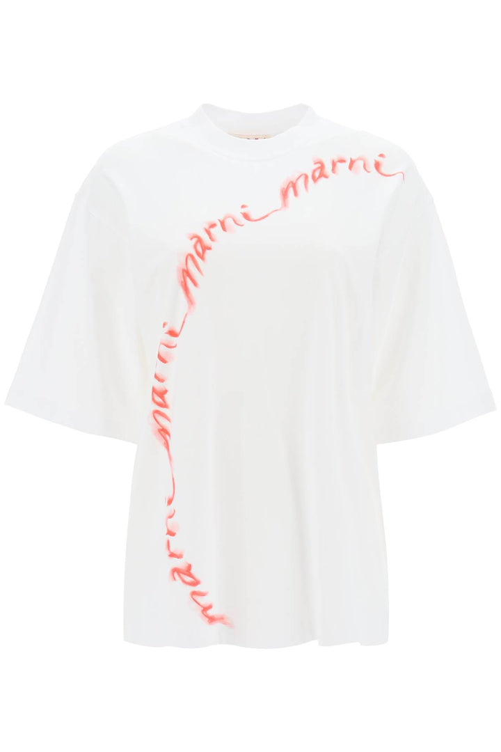 Wavy Logo Oversized T Shirt - Marni - Women