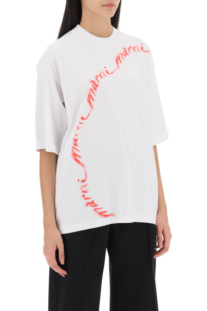 Wavy Logo Oversized T Shirt - Marni - Women