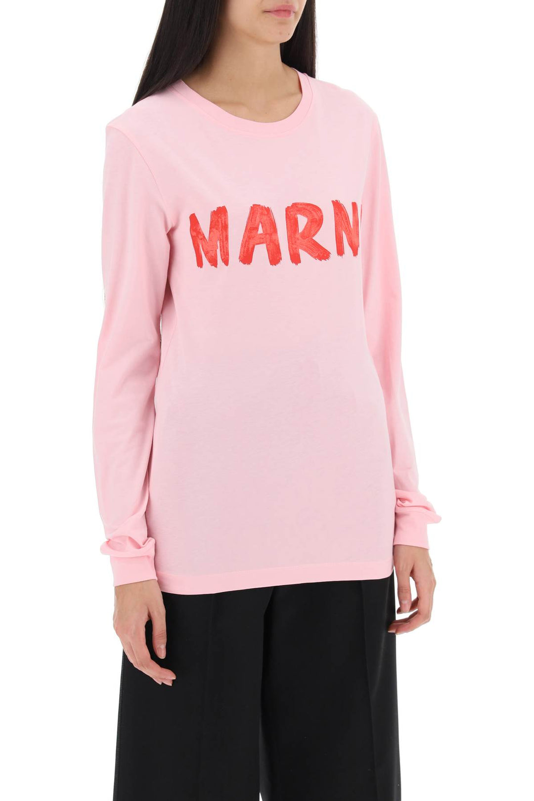 Brushed Logo Long Sleeved T Shirt - Marni - Women