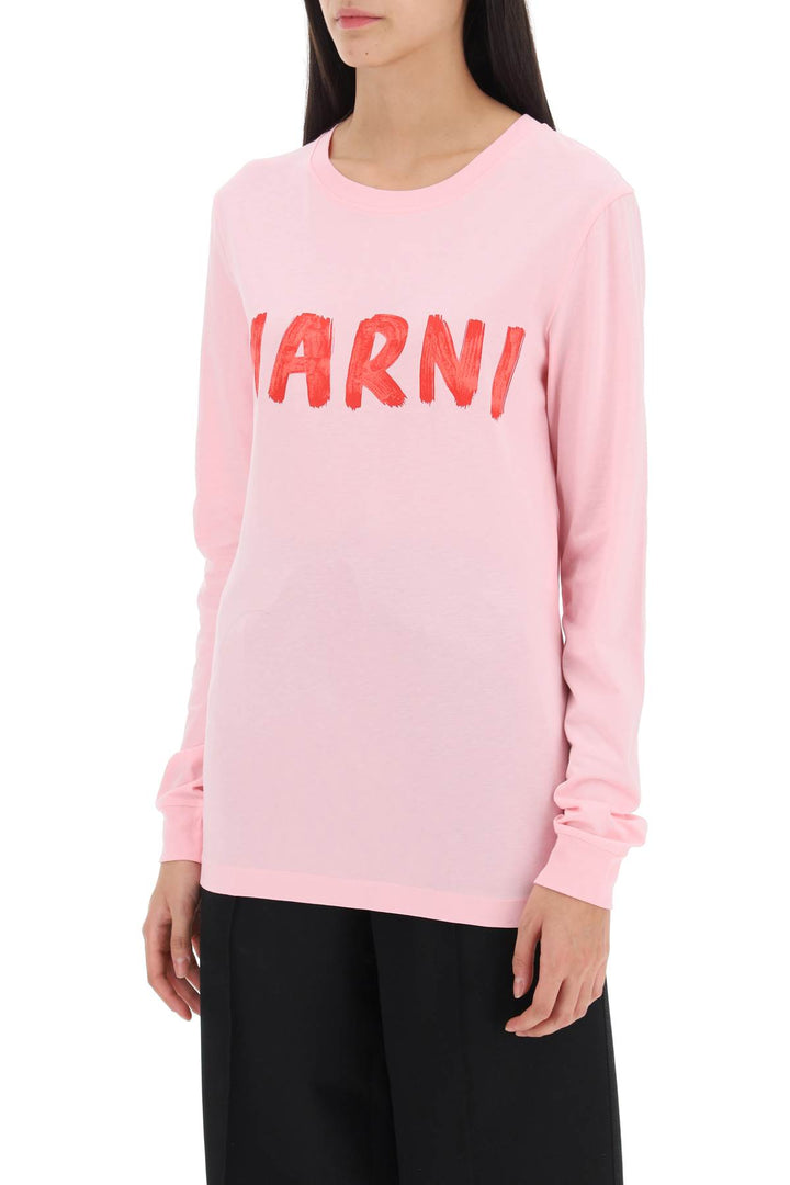 Brushed Logo Long Sleeved T Shirt - Marni - Women