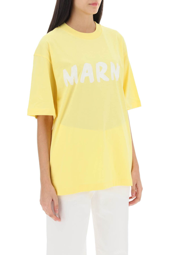 T Shirt With Maxi Logo Print - Marni - Women