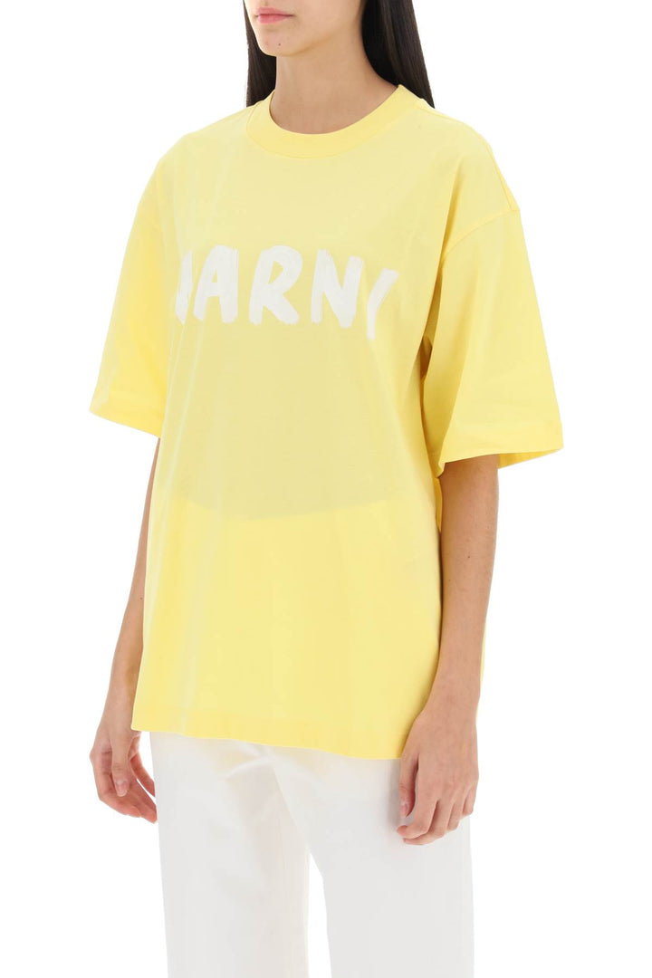 T Shirt With Maxi Logo Print - Marni - Women