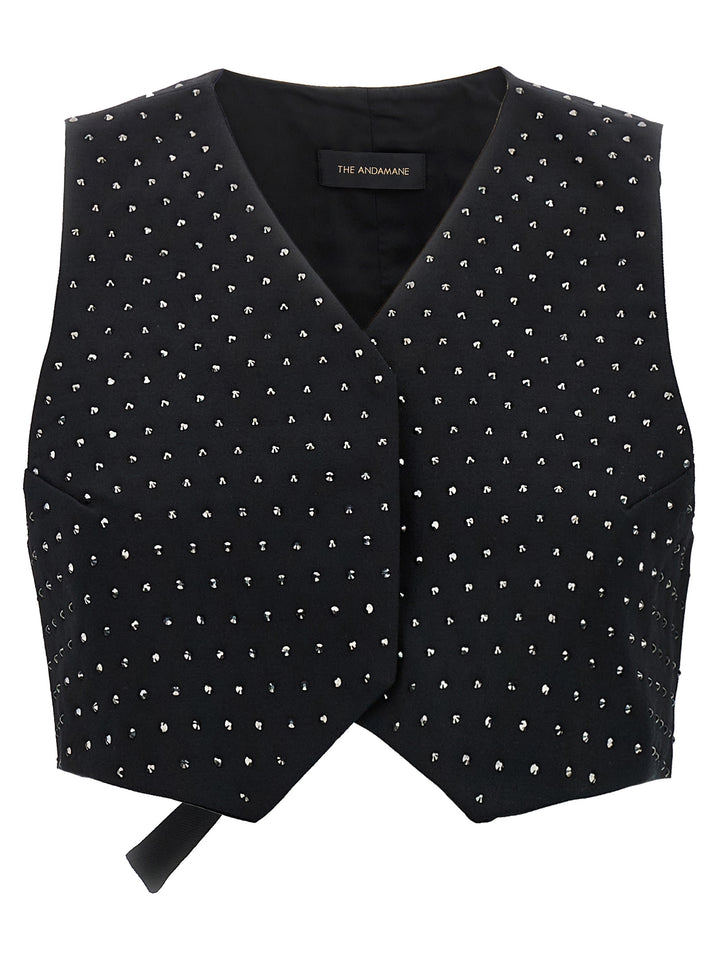 Nadine Crystal Gilet Black