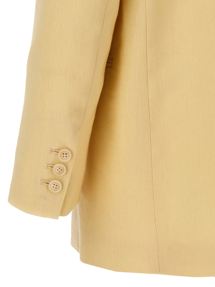 Single-Breasted Linen Blazer Blazer And Suits Yellow