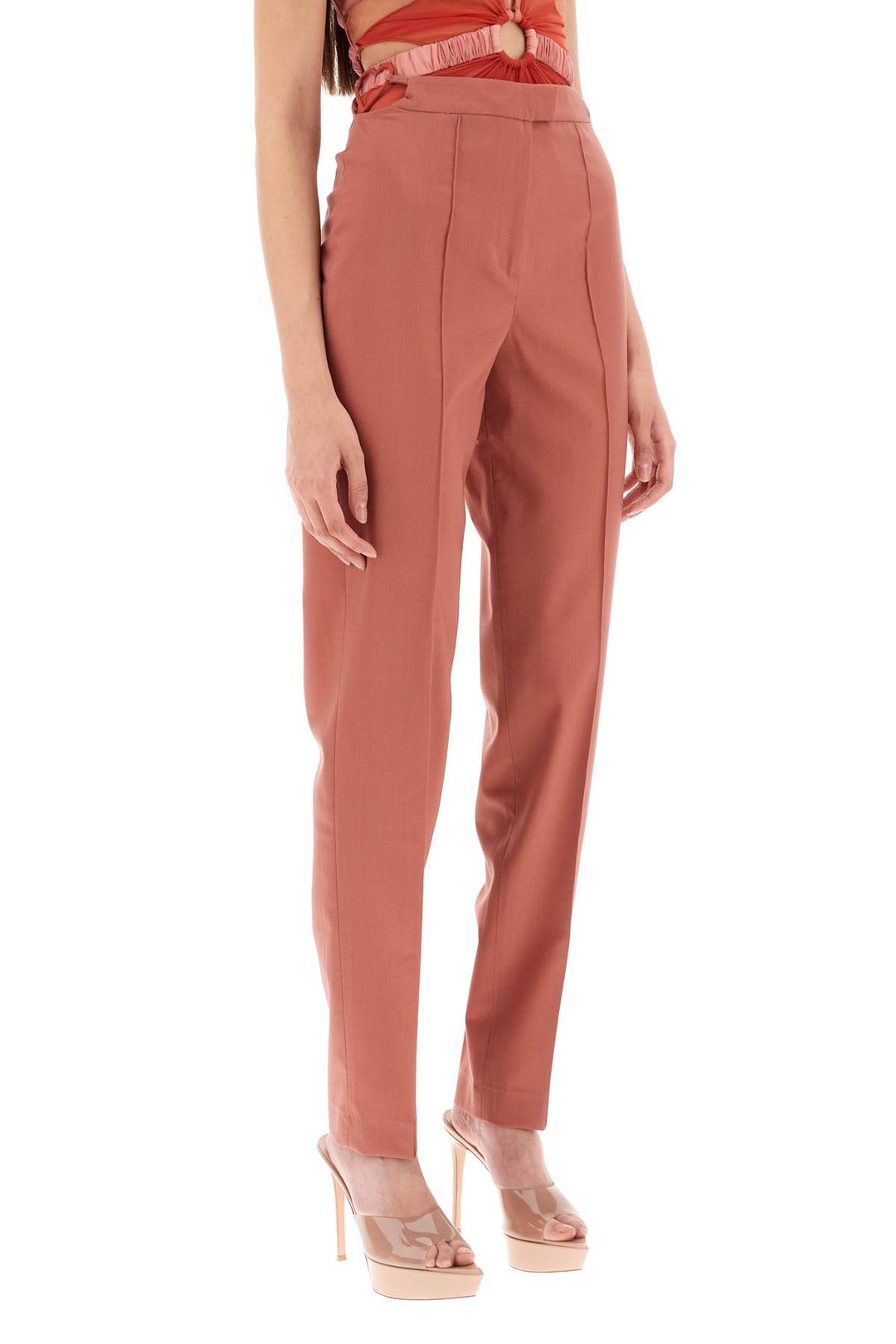 Cool Virgin Wool Pants With Heart Shaped Details - Nensi Dojaka - Women