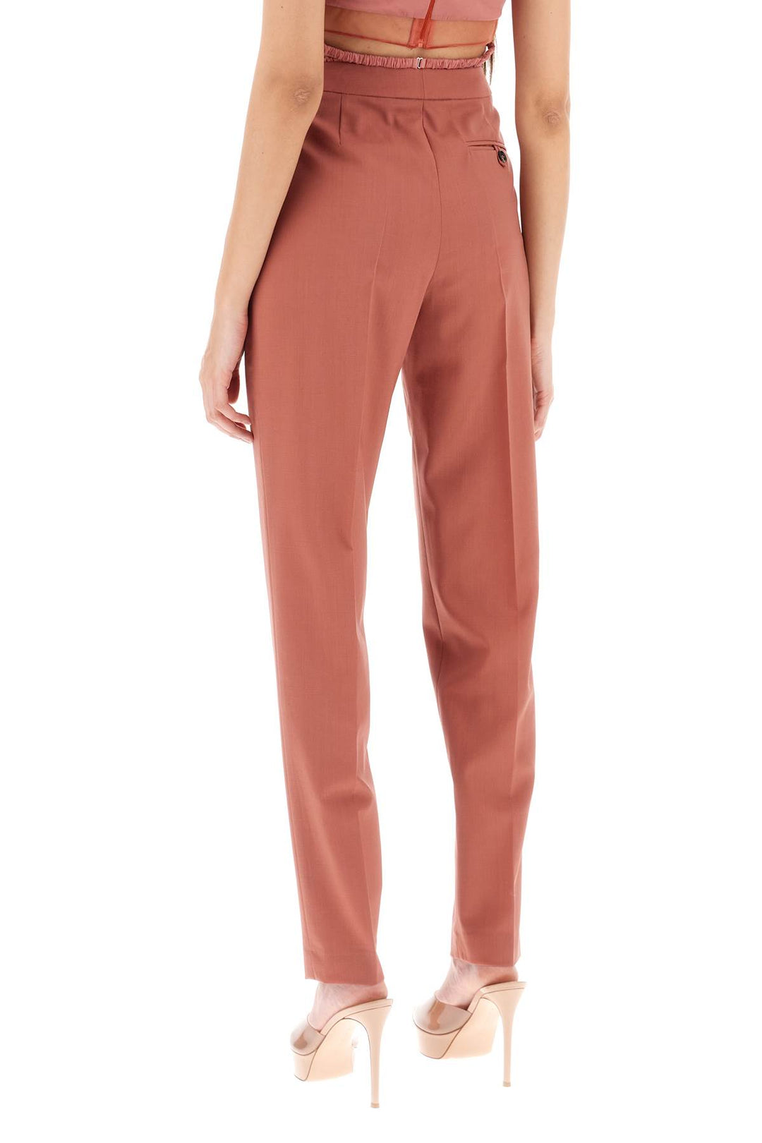 Cool Virgin Wool Pants With Heart Shaped Details - Nensi Dojaka - Women