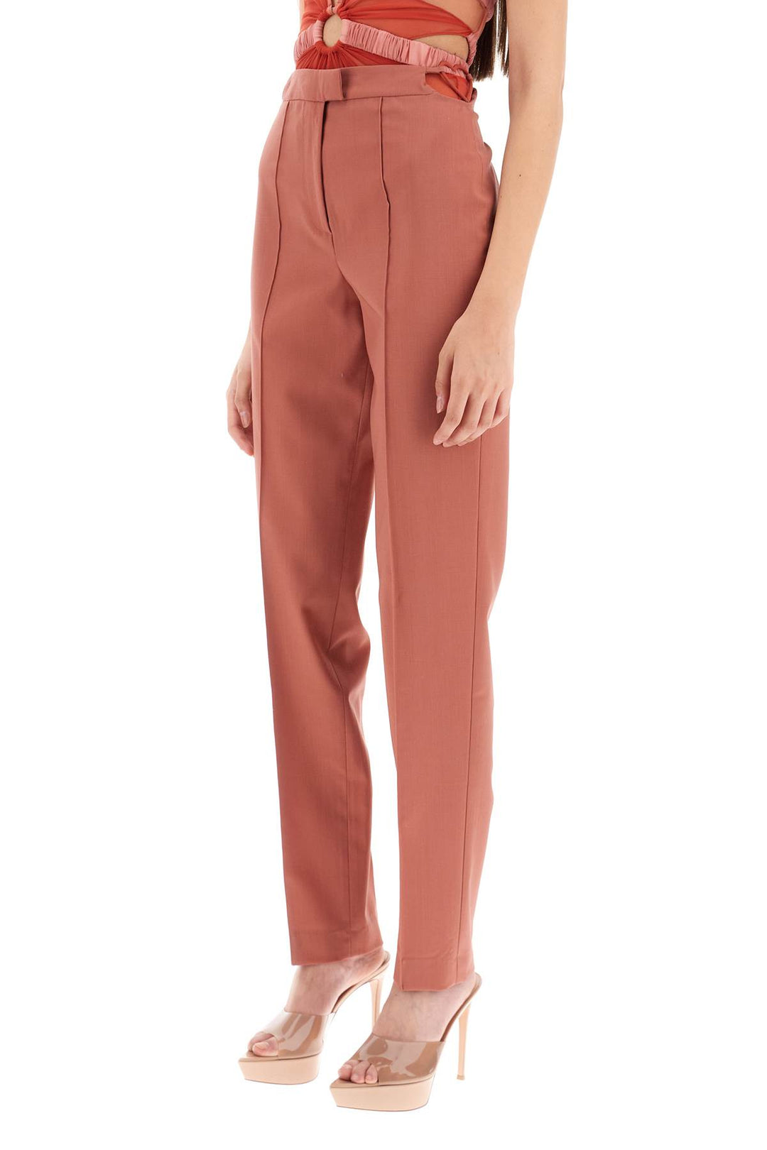 Cool Virgin Wool Pants With Heart Shaped Details - Nensi Dojaka - Women