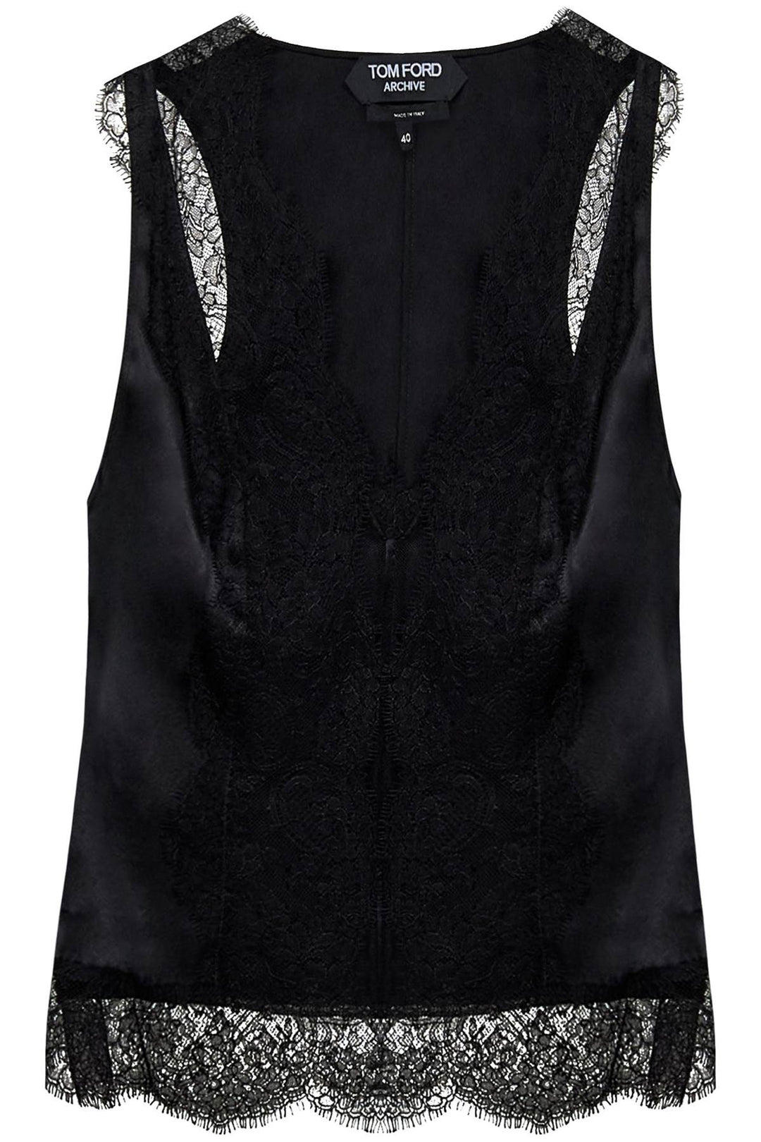 Satin Tank Top With Chantilly Lace - Tom Ford - Women