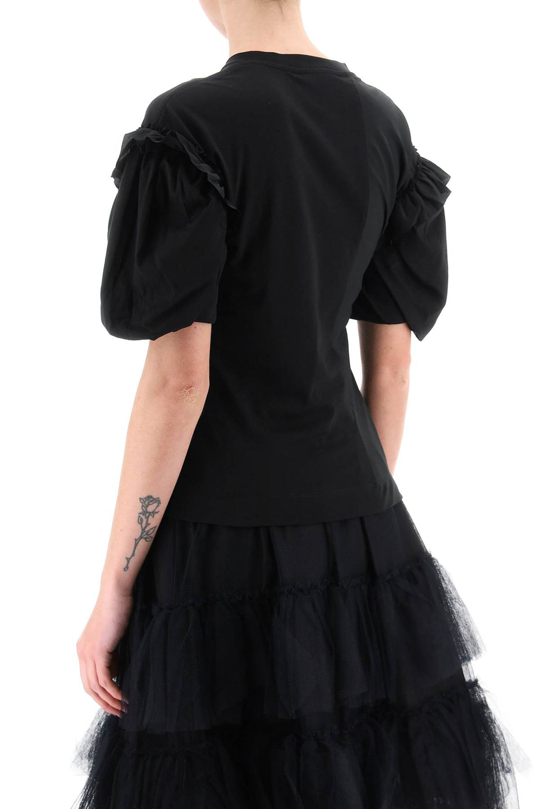 Ruffled Jersey And Organdie T Shirt - Simone Rocha - Women